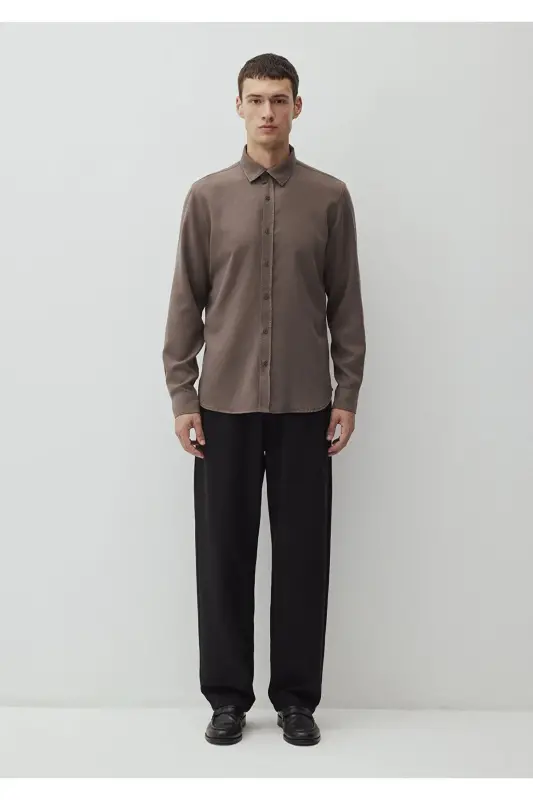 Jigarrang Tencel TM Lyocell ko'ylagi Regular Fit / - 4