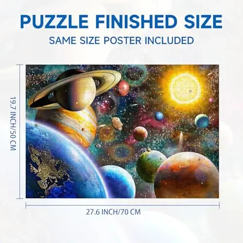 Jigsaw Puzzles 1000 dona kattalar uchun, oilalar uchun (Kosmik sayohatchi, Quyosh tizimi) Parcha-parcha mukammal birlashtirilgan - 5
