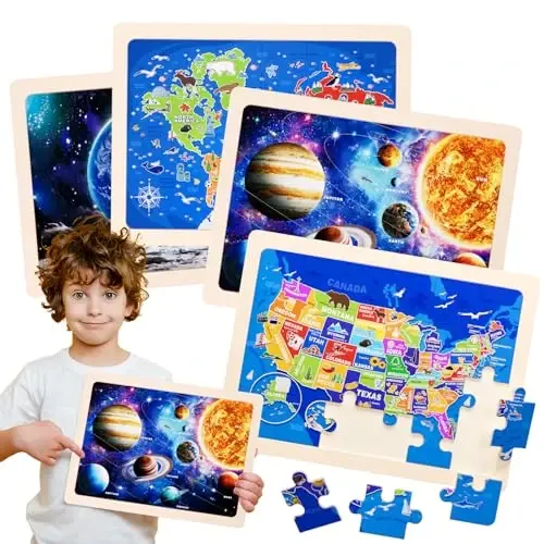 Jigsaw Puzzles Qizlar uchun yog'och jumboqlar 3-5 yosh Unicorn Mermaid Princess Fairy Puzzle Maktabgacha ta'lim Brain Teaser Boards O'yinchoqlar 3 4 5 6 yoshli bolalar uchun sovg'alar 4 Packs 24 dona - JIGSAW