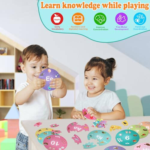 Jigsaw Puzzles Yog'och Alfabe Raqamli Puzzlelar Bolalar Uchun 3-5 Yosh, ABC O'rganish Montessori O'yinchoqlar Go'daklar Uchun, Maktabgacha Ta'lim Xati Puzzlelar Sovg'alar 4 5 6 7 8 Yoshli O'g'il va Qiz Bolalar Uchun - 5