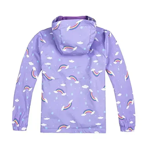 Jingle Bongala Kids Waterproof Rain Jackets Lightweight Raincoats Fleece & Knitted Lining Hooded Windbreaker for Boys Girls - JINGLE (1)