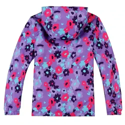 Jingle Bongala Kids Waterproof Rain Jackets Lightweight Raincoats Fleece & Knitted Lining Hooded Windbreaker for Boys Girls - 2