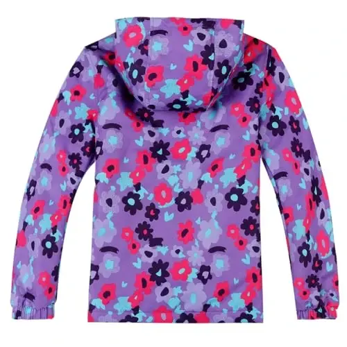 Jingle Bongala Kids Waterproof Rain Jackets Lightweight Raincoats Fleece & Knitted Lining Hooded Windbreaker for Boys Girls - 2