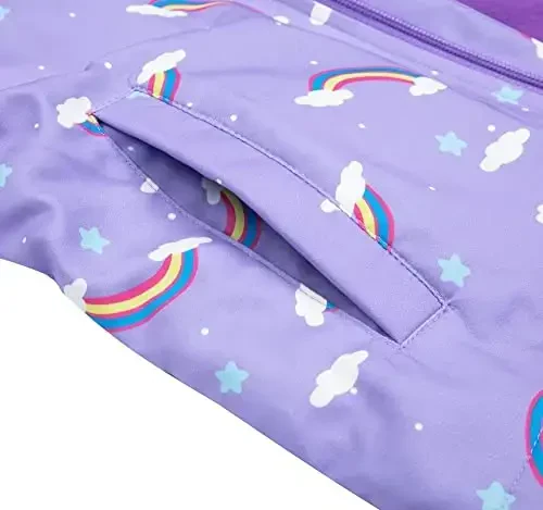 Jingle Bongala Kids Waterproof Rain Jackets Lightweight Raincoats Fleece & Knitted Lining Hooded Windbreaker for Boys Girls - 4