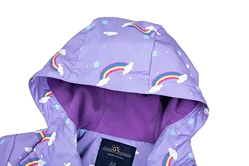 Jingle Bongala Kids Waterproof Rain Jackets Lightweight Raincoats Fleece & Knitted Lining Hooded Windbreaker for Boys Girls - 3