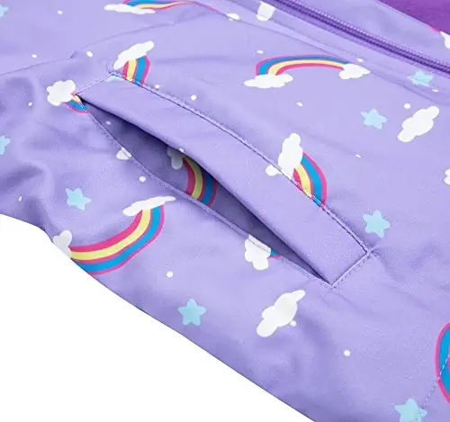 Jingle Bongala Kids Waterproof Rain Jackets Lightweight Raincoats Fleece & Knitted Lining Hooded Windbreaker for Boys Girls - 4