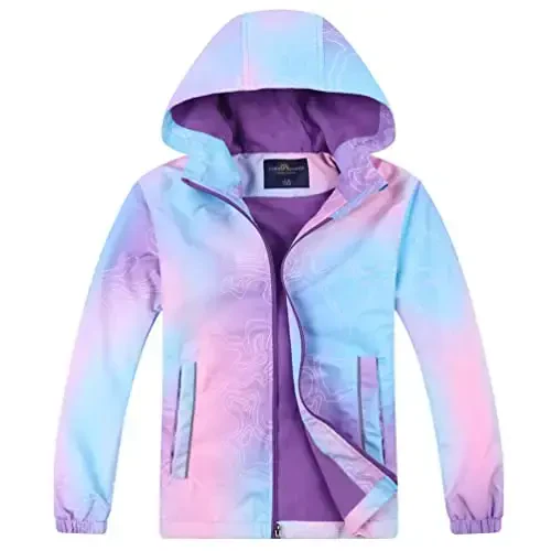 Jingle Bongala Kids Suv o'tkazmaydigan yomg'ir kurtkalari Yengil yomg'ir paltolari Fleece & Triko astarli Kapüşonlu shamoldan saqlovchi o'g'il bolalar qizlar uchun - JINGLE