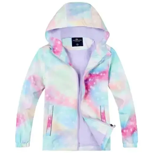 Jingle Bongala Kids Waterproof Rain Jackets Lightweight Raincoats Fleece & Knitted Lining Hooded Windbreaker for Boys Girls - 1