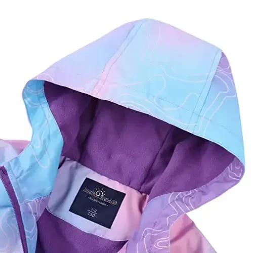 Jingle Bongala Kids Waterproof Rain Jackets Lightweight Raincoats Fleece & Knitted Lining Hooded Windbreaker for Boys Girls - 3