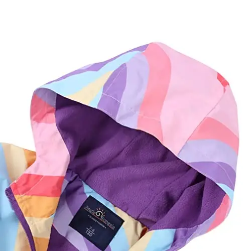 Jingle Bongala Kids Waterproof Rain Jackets Lightweight Raincoats Fleece & Knitted Lining Hooded Windbreaker for Boys Girls - Jingle (1)