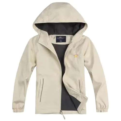 Jingle Bongala Kids Waterproof Rain Jackets Lightweight Raincoats Fleece & Knitted Lining Hooded Windbreaker for Boys Girls - 1