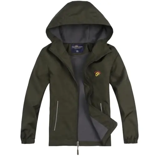 Jingle Bongala Kids Waterproof Rain Jackets Lightweight Raincoats Fleece & Knitted Lining Hooded Windbreaker for Boys Girls - 1