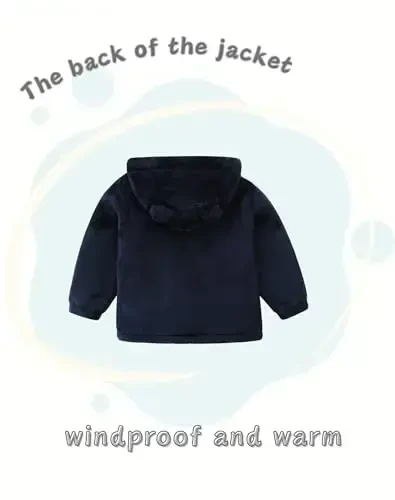 JingleBaBa Unisex Baby Fleece Jacket Winter Sherpa Lined Hoodie For Girls Boys Cute Bear Ear Baby Outerwear 12M-5T - 5