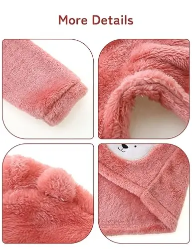 JingleBaBa Unisex Baby Fleece Kurtka Qishki Sherpa Astarli Kapüşonli Qizlar uchun O'g'il bolalar Yoqimli Ayiq Qulog'i Baby Ustki Kiyim 12M-5T - 3