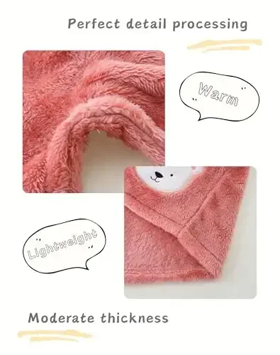 JingleBaBa Unisex Baby Fleece Kurtka Qishki Sherpa Astarli Kapüşonli Qizlar uchun O'g'il bolalar Yoqimli Ayiq Qulog'i Baby Ustki Kiyim 12M-5T - 2