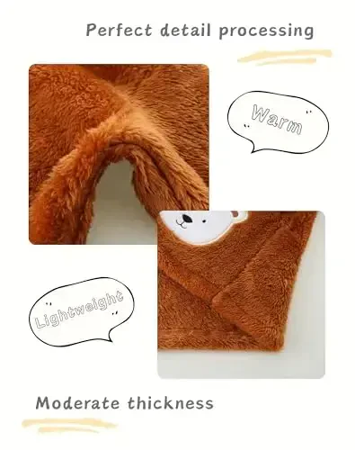 JingleBaBa Unisex Baby Fleece Kurtka Qishki Sherpa Astarlı Kapüşonlu Qizlar O'g'il Bolalar uchun Yoqimli Ayiq Quloqli Chaqaloq Ustki Kiyim 12M-5T - 2