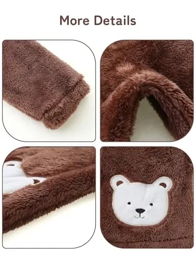 JingleBaBa Unisex Baby Fleece Jacket Winter Sherpa Lined Hoodie For Girls Boys Cute Bear Ear Baby Outerwear 12M-5T - 3