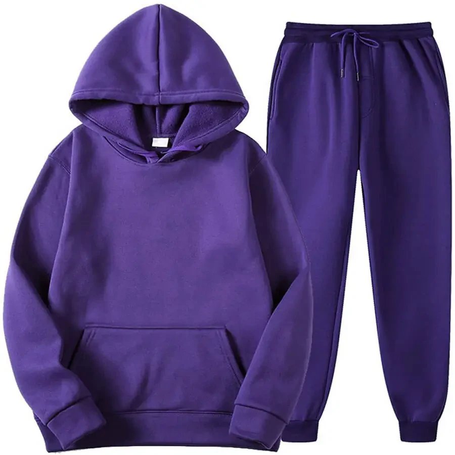 JINMGG Womens Clearance Plus Size Pants 2PCS Outfits Men's and Women's Sports Tracksuits Long Sleeve Pullover Hoodies Sweatshirt and Sweatpants Fall Winter Suit Purple M - 6