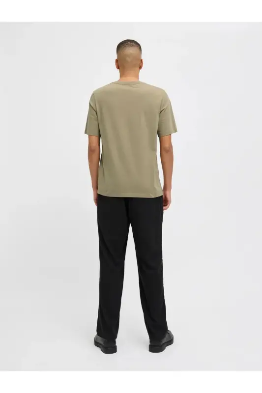 J&J Bisiklet Yaka Günlük Tişört - Khaki-Corian - 8
