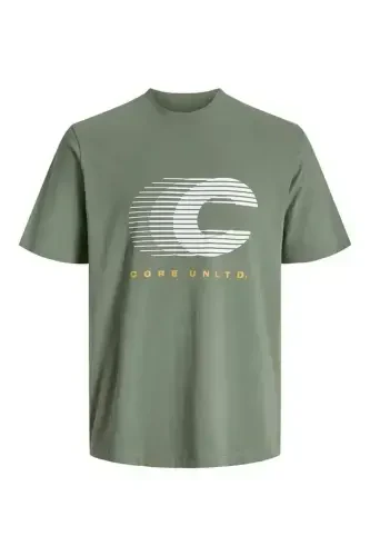 J&J Erkak Logo Bosmali Futbolka Yashil-Sea Spray Green - JACK & JONES (1)