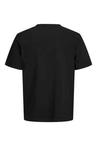 J&J Erkek Bisiklet Yaka Logo Baskılı Tişört-Black - 3