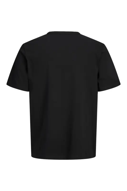 J&J Erkek Bisiklet Yaka Logo Baskılı Tişört-Black - 3