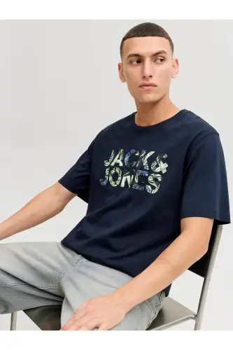Jjejeff Logo Tee Ss Sn Lacivert Erkek T-Shirt 12288536 - Lacivert-Jjejeff - 3