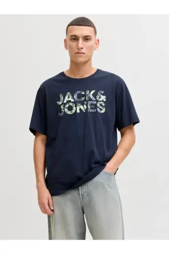 Jjejeff Logo Tee Ss Sn Lacivert Erkek T-Shirt 12288536 - Lacivert-Jjejeff 