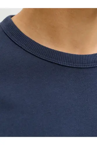 J&J Erkek Bisiklet Yaka Logo Baskılı Tişört-Navy - 4