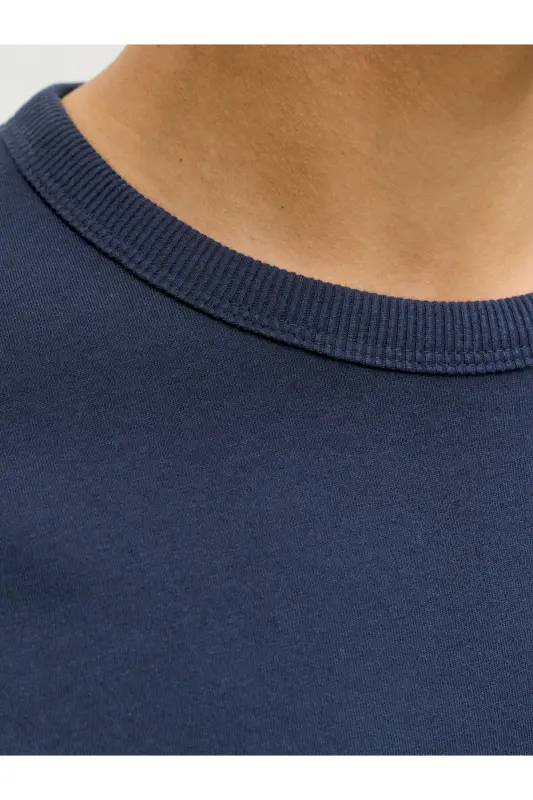 J&J Erkek Bisiklet Yaka Logo Baskılı Tişört-Navy - 4