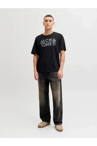 Jjejeff Logo Tee Ss Sn Siyah Erkek T-Shirt 12288536 - Siyah-Jjejeff - JACK & JONES (1)