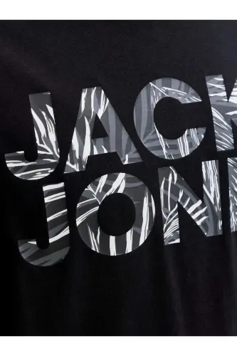 J&J Erkek Bisiklet Yaka Logo Baskılı Tişört-Siyah - 3