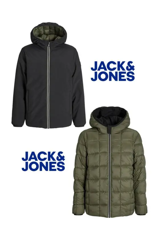 J&J Erkek JJBROOKPAYNE Çift Taraflı Parka Mont Ceket Siyah Haki - Siyah Payne - 2