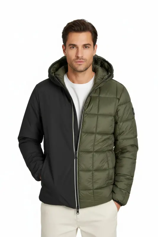 J&J Erkek JJBROOKPAYNE Çift Taraflı Parka Mont Ceket Siyah Haki - Siyah Payne - 8