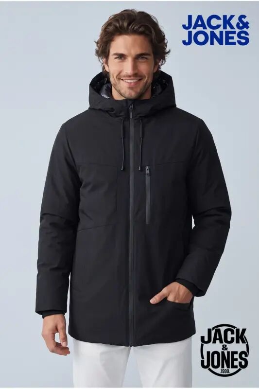 J&J Erkek PAYNE Soğuk Geçirmez Ceket Parka Mont Siyah - Payne Black - Jack & Jones
