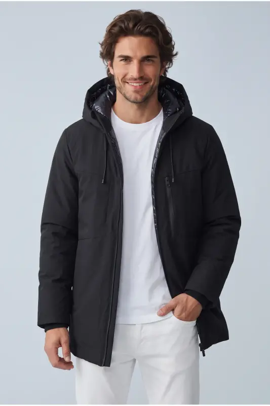 J&J Erkek PAYNE Soğuk Geçirmez Ceket Parka Mont Siyah - Payne Black - 2