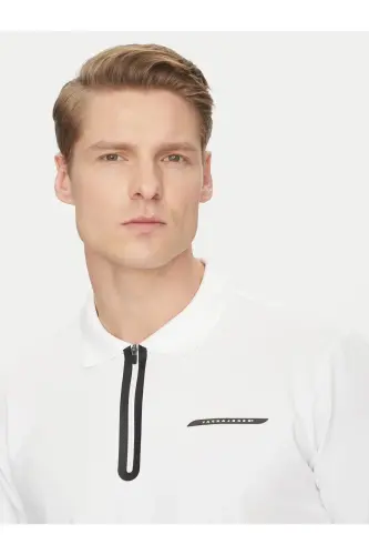 J&J JCOFUSION Pique Polo Yaka Erkak T-ko'ylak Oq-Pike - JACK & JONES (1)