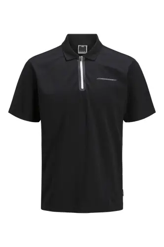 J&J JCOFUSION Pique Polo Yaka Erkek Premium Tişört Siyah-Pike - JACK & JONES (1)