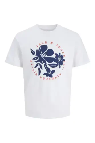 J&J JJDOWN Мужская Футболка с Логотипом Bright White A1111-Bright White - JACK & JONES (1)