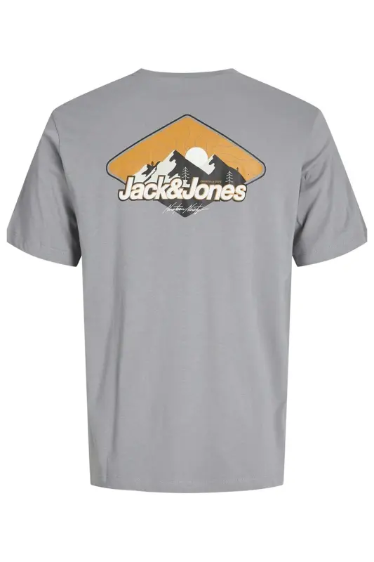 J&J JJMINE Erkek Logolu Sırt Baskılı Tişört Ultimate Grey A0000 - Ultimate Gri-Mine - 3