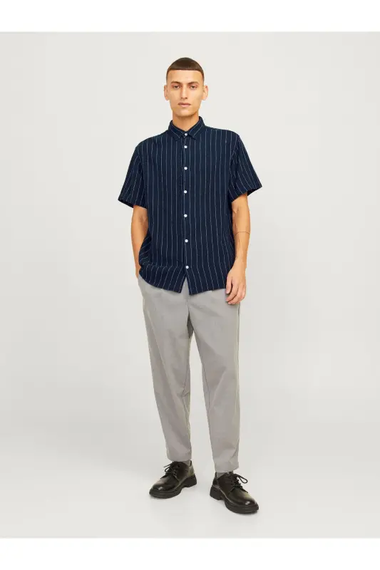 J&J JORJOSHUA Erkek Kısa Kol Gömlek Lacivert 12262660-Sky Captain - 8