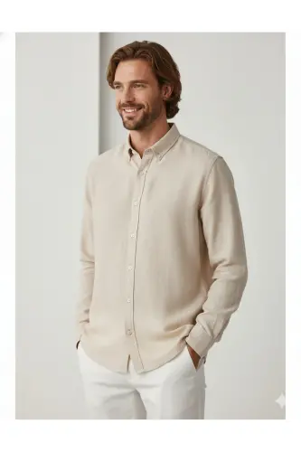 J&J Lifestyle Trendy Fashion Erkek Günlük Gömlek - Beige / Sand - 3