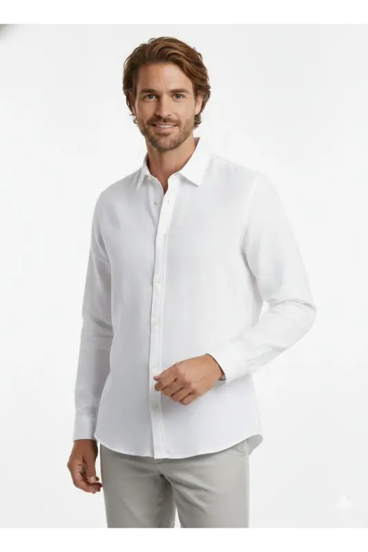 J&J Lifestyle Trendy Fashion Erkek Günlük Gömlek-White / Summer - 6