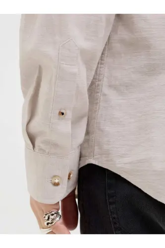 J&J Lifestyle Trendy Fashion Erkek Günlük Hakim Yaka Gömlek - Bej / Crokery - 11