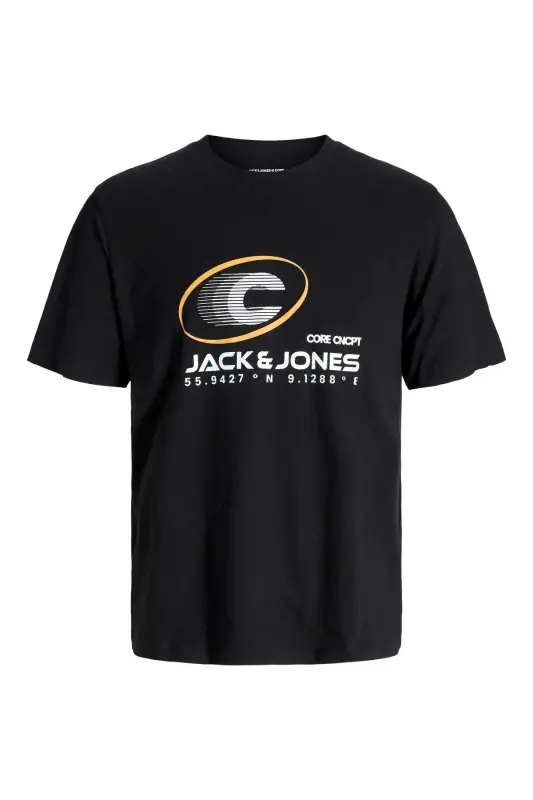 J&J Logo Bisiklet Yaka Günlük Tişört-Black - 2