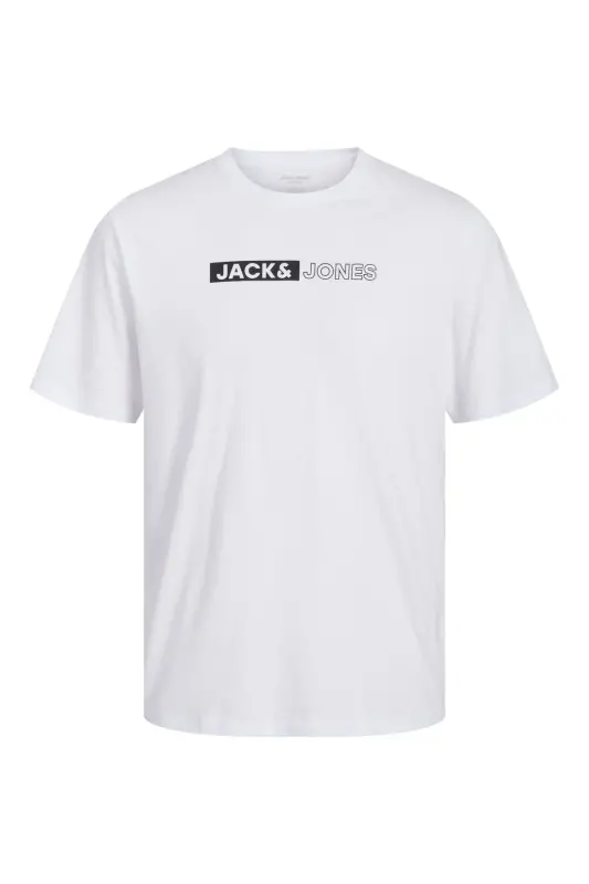J&J Logo Bisiklet Yaka Günlük Tişört-White - 2