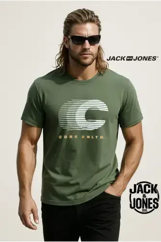 J&J Men's Logo Printed T-Shirt Green-Sea Spray Green - 6