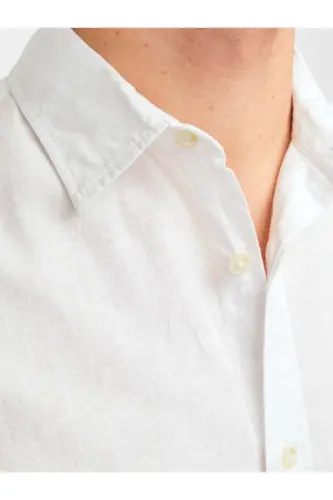 J&J Oq Erkaklar uchun Zig'ir Uzun Yengli Ko'ylak - 5