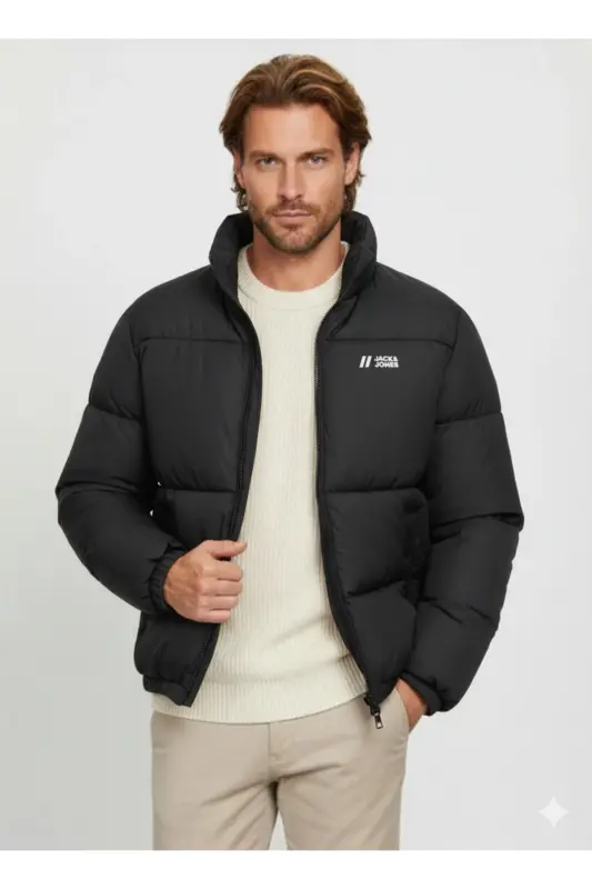 J&J PUFFER JACKET Erkek Şişme Mont Siyah - Siyah02 - JACK & JONES