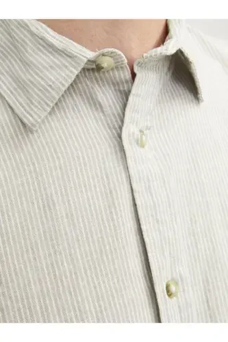 J&J qum bej erkaklar uchun zig'ir uzun yengli ko'ylak - 3